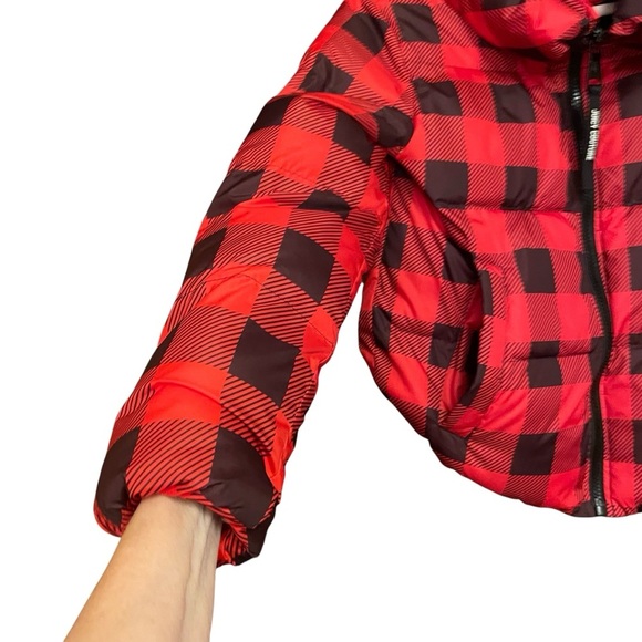 Juicy Couture Black Label Buffalo Red/Black Plaid FunnelNeck Puffer-Size Small - Picture 4 of 16